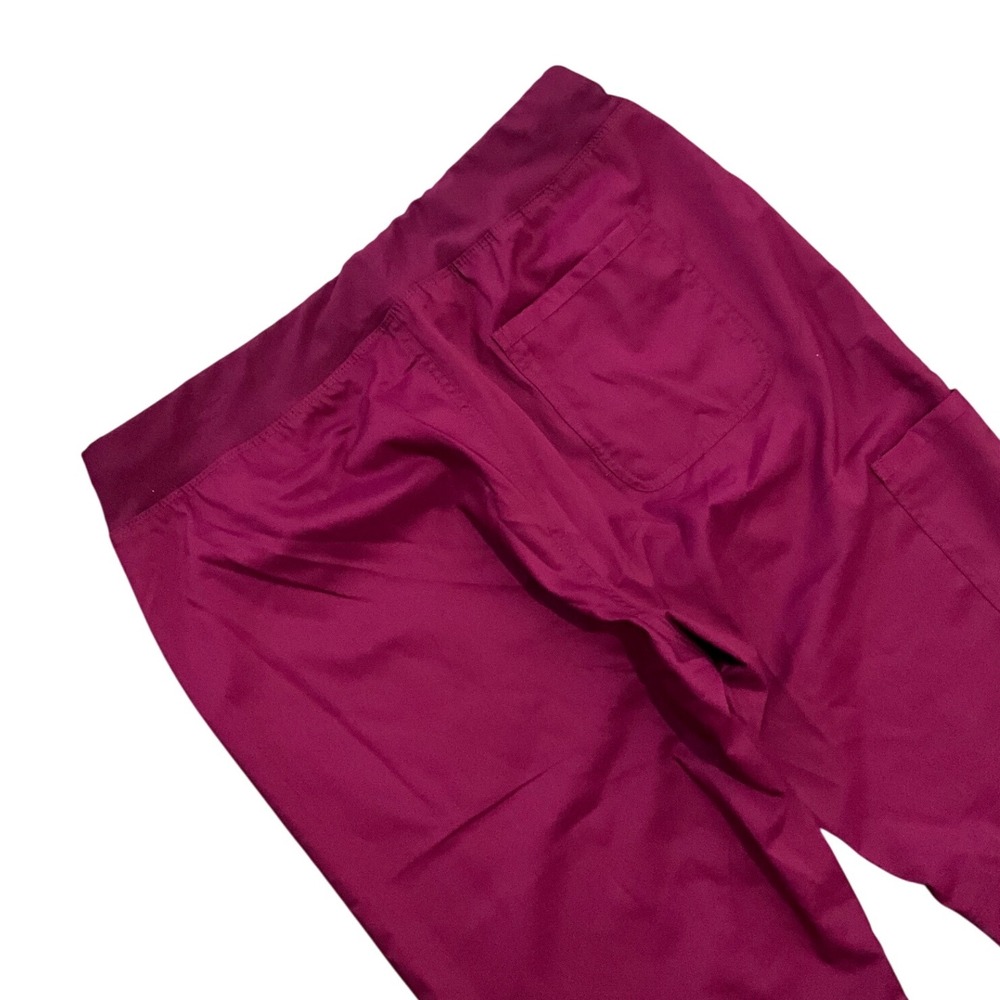 Cherokee Workwear Revolution Scrub Pants Women Wine Pull On Stretch Size M NWT - Picture 7 of 9
